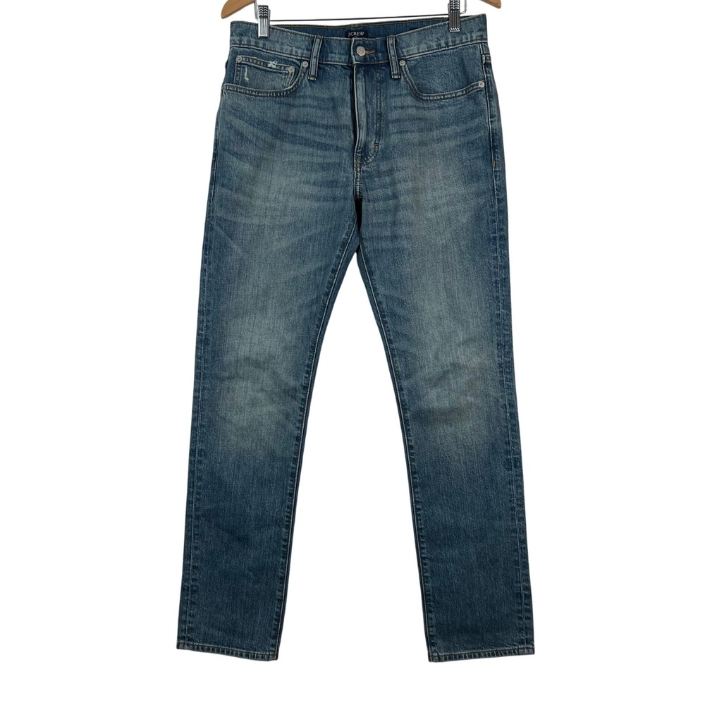 J.Crew Straight Flex Jeans Distressed Denim Blue‎ Mens Size 31x32